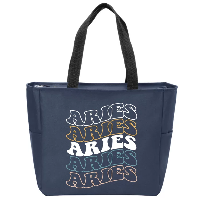 Vintage Aries Zodiac Tee Funny Birthday Gifts For Aries Zip Tote Bag