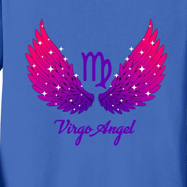 Virgo Angel Zodiac Sign With Angel Wings Virgo Gift Kids Long Sleeve Shirt