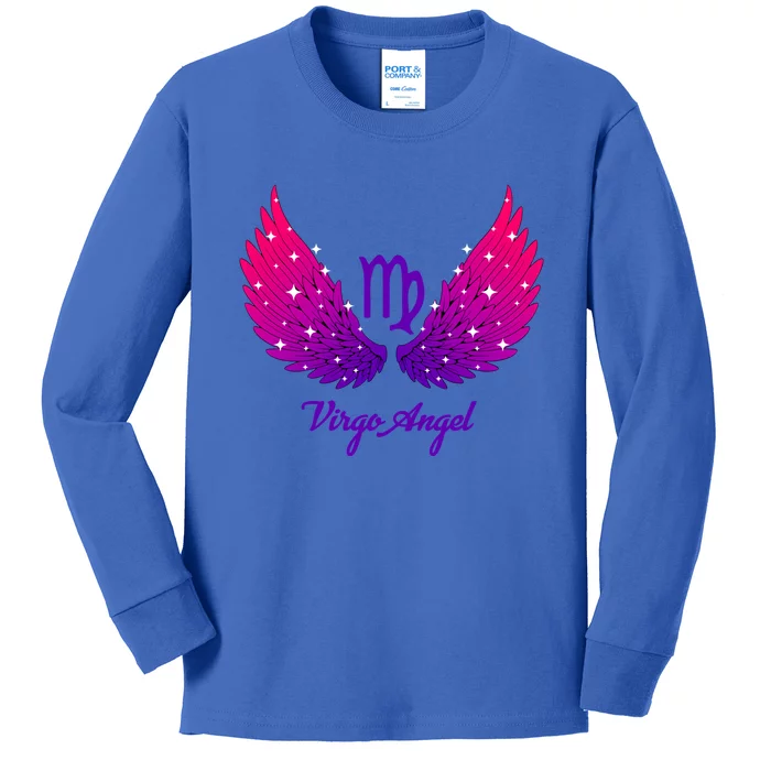 Virgo Angel Zodiac Sign With Angel Wings Virgo Gift Kids Long Sleeve Shirt