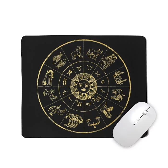 Vintage Astrology Zodiac Wheel Star Sign Mousepad