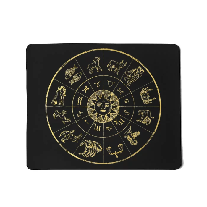 Vintage Astrology Zodiac Wheel Star Sign Mousepad