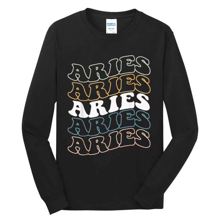 Vintage Aries Zodiac Tee funny birthday Gifts for Aries Tall Long Sleeve T-Shirt