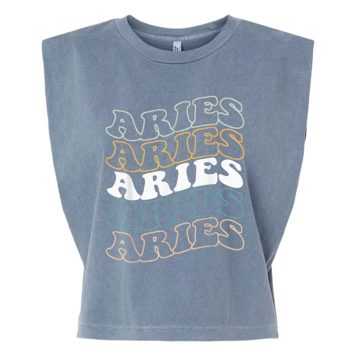 Vintage Aries Zodiac Tee funny birthday Gifts for Aries Garment-Dyed Women's Muscle Tee