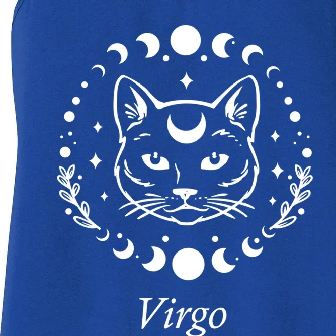 Virgo Astrology Zodiac Sign Horoscope Moon Phase Cat Gift Women's Racerback Tank