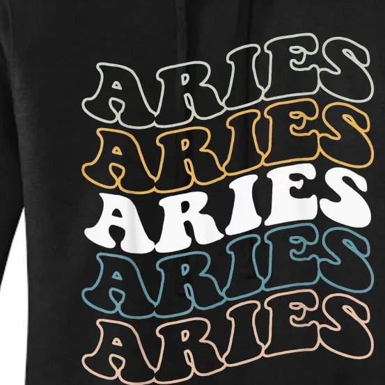 Vintage Aries Zodiac Tee funny birthday Gifts for Aries Women's Pullover Hoodie