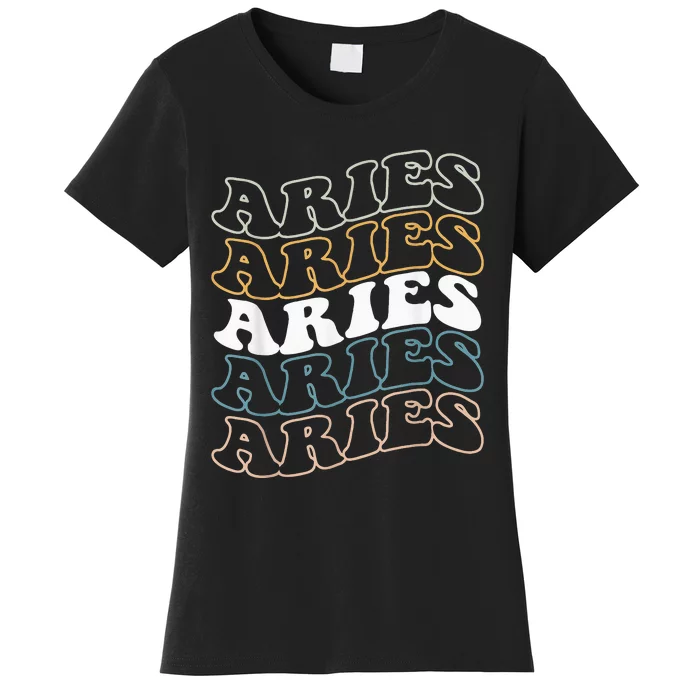 Vintage Aries Zodiac Tee funny birthday Gifts for Aries Women's T-Shirt