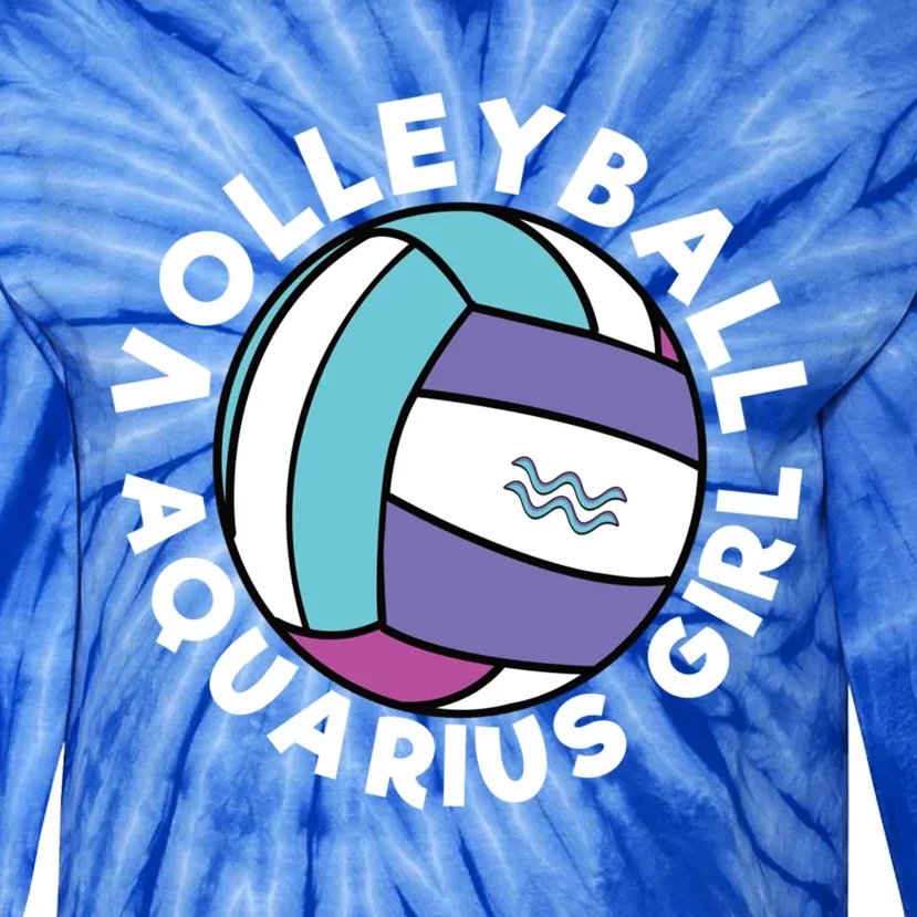 Volleyball Aquarius Zodiac Volleyball Player Great Gift Tie-Dye Long Sleeve Shirt