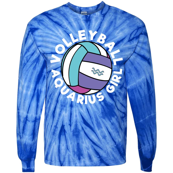 Volleyball Aquarius Zodiac Volleyball Player Great Gift Tie-Dye Long Sleeve Shirt