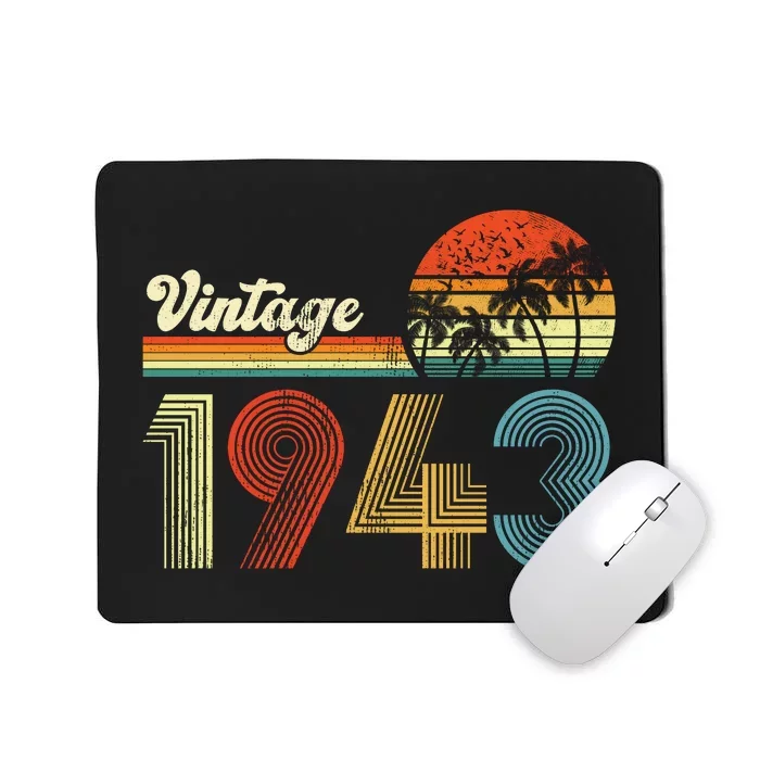 Vintage Birthday 1943 Retro Sunset Mom dad Gift 80th Birthday Mousepad