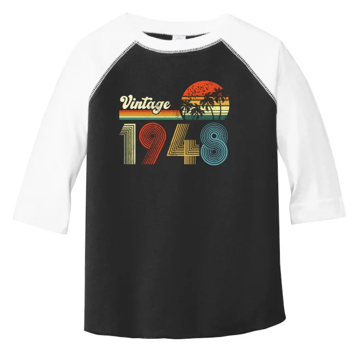 Vintage Birthday 1948 Retro Sunset Mom dad Gift 75th Birthday Toddler Fine Jersey T-Shirt