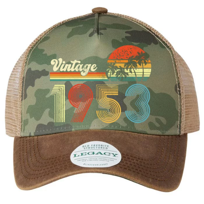 Vintage Birthday 1953 Retro Sunset Mom dad Gift 70th Birthday Legacy Tie Dye Trucker Hat