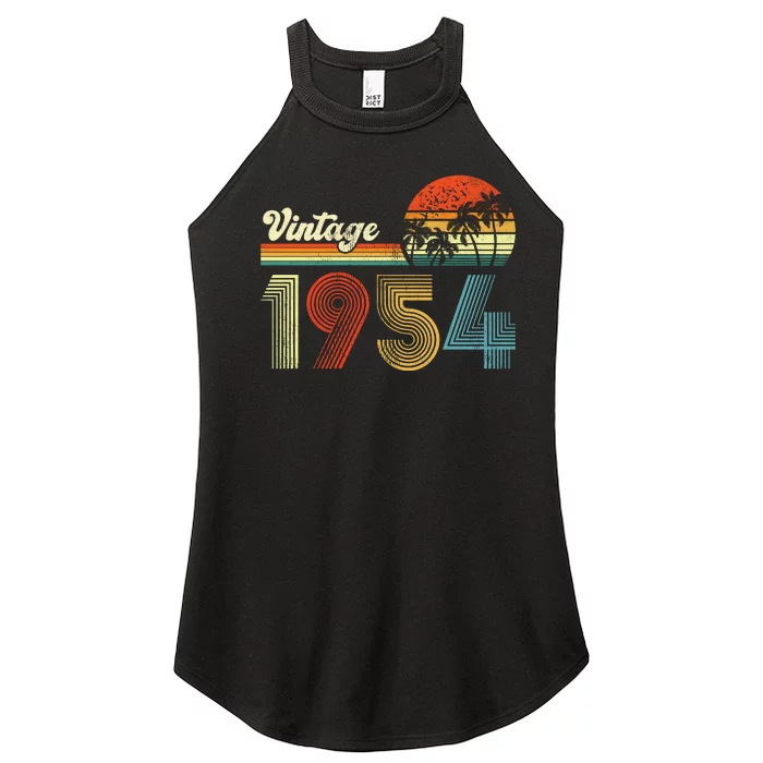 Vintage Birthday 1954 Retro Sunset Mom dad Gift 69th Birthday Women’s Perfect Tri Rocker Tank