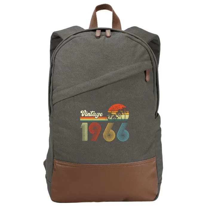 Vintage Birthday 1966 Retro Sunset Mom dad Gift 57th Birthday Cotton Canvas Backpack