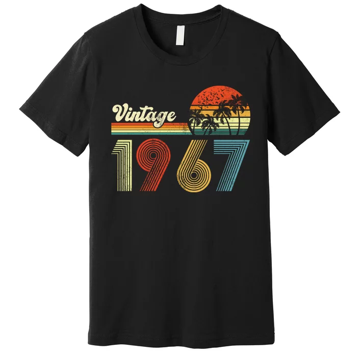 Vintage Birthday 1967 Retro Sunset Mom dad Gift 56th Birthday Premium T-Shirt