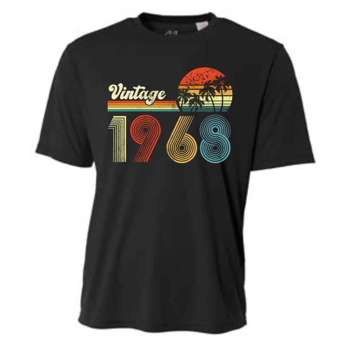 Vintage Birthday 1968 Retro Sunset Mom dad Gift 55th Birthday Cooling Performance Crew T-Shirt