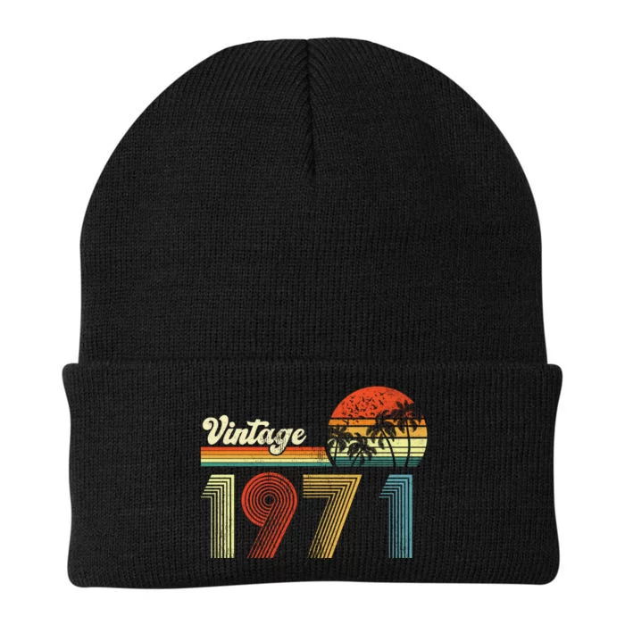 Vintage Birthday 1971 Retro Sunset Mom dad Gift 52nd Birthday Knit Cap Winter Beanie