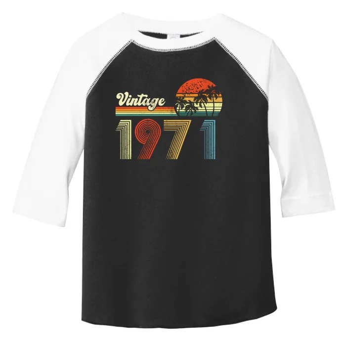 Vintage Birthday 1971 Retro Sunset Mom dad Gift 52nd Birthday Toddler Fine Jersey T-Shirt