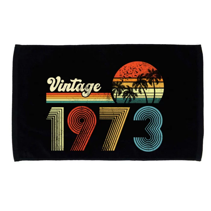 Vintage Birthday 1973 Retro Sunset Mom dad Gift 50th Birthday Microfiber Hand Towel