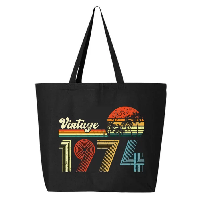 Vintage Birthday 1974 Retro Sunset Mom dad Gift 49th Birthday 25L Jumbo Tote