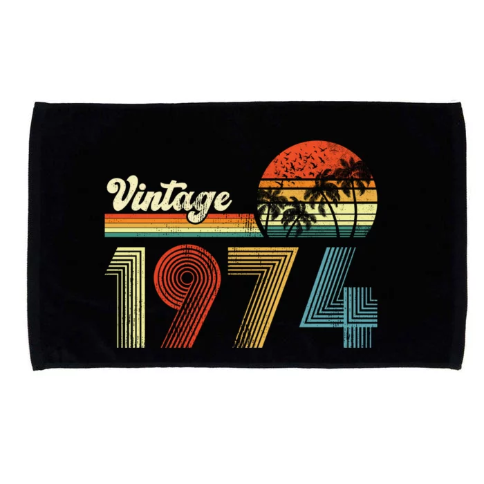 Vintage Birthday 1974 Retro Sunset Mom dad Gift 49th Birthday Microfiber Hand Towel