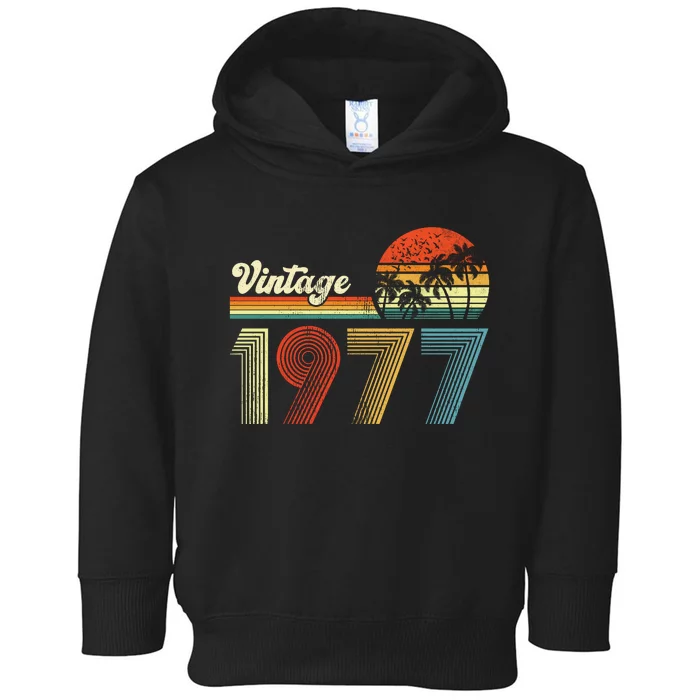 Vintage Birthday 1977 Retro Sunset Mom dad Gift 46th Birthday Toddler Hoodie