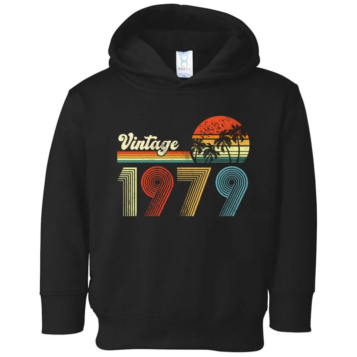 Vintage Birthday 1979 Retro Sunset Mom dad Gift 44th Birthday Toddler Hoodie