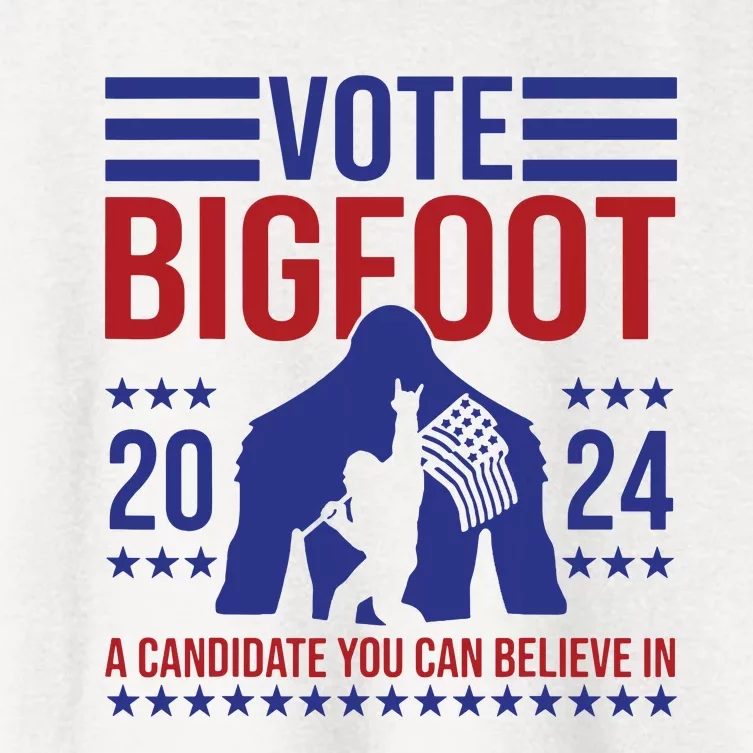 Vote Bigfoot 2024 A Candidate You Can Believe In Women's Crop Top Tee