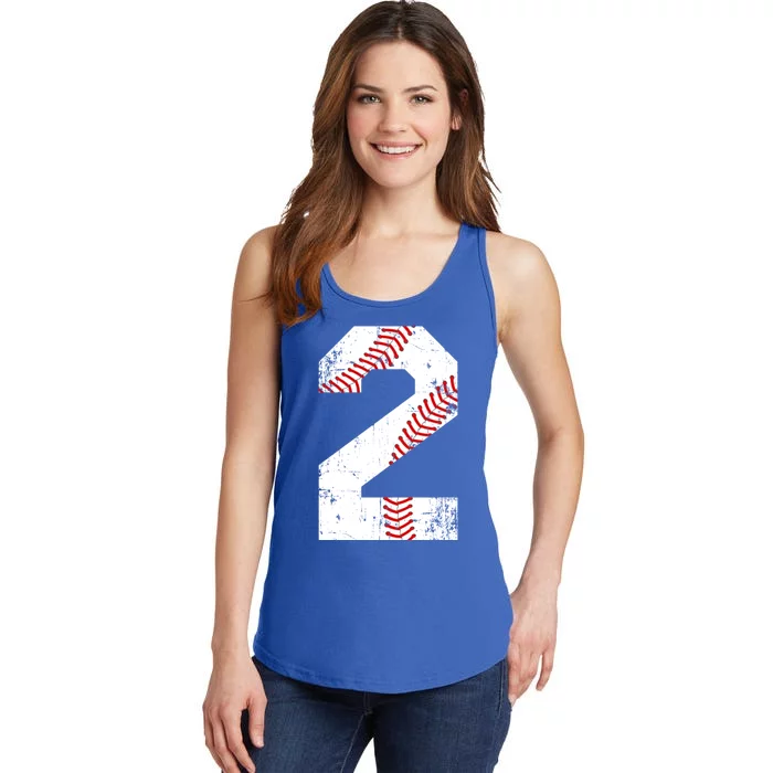 Vintage Baseball 2 Jersey Number Gift Ladies Essential Tank