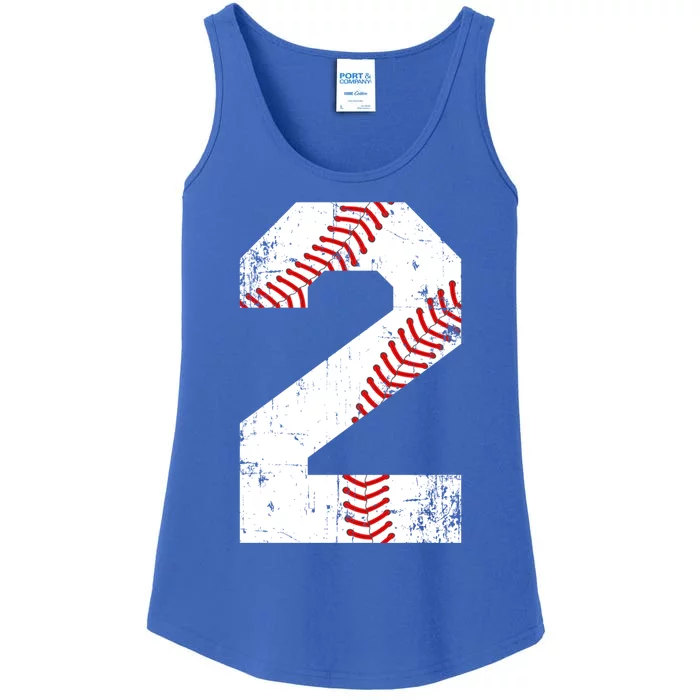 Vintage Baseball 2 Jersey Number Gift Ladies Essential Tank