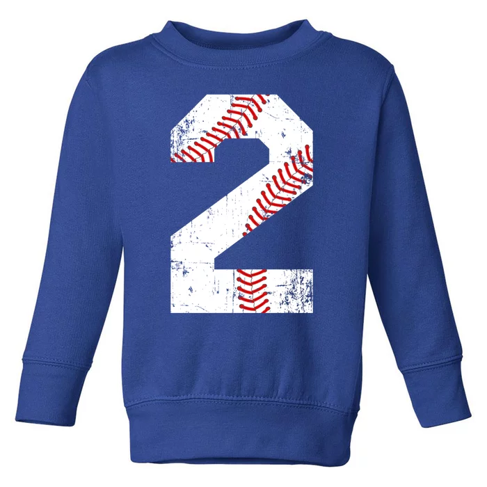 Vintage Baseball 2 Jersey Number Gift Toddler Sweatshirt