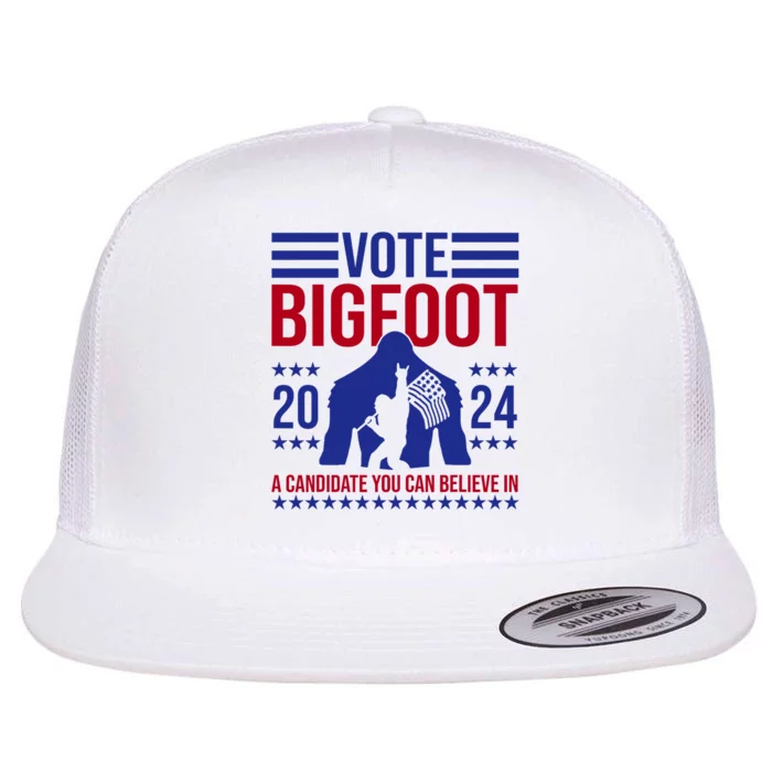 Vote Bigfoot 2024 A Candidate You Can Believe In Flat Bill Trucker Hat