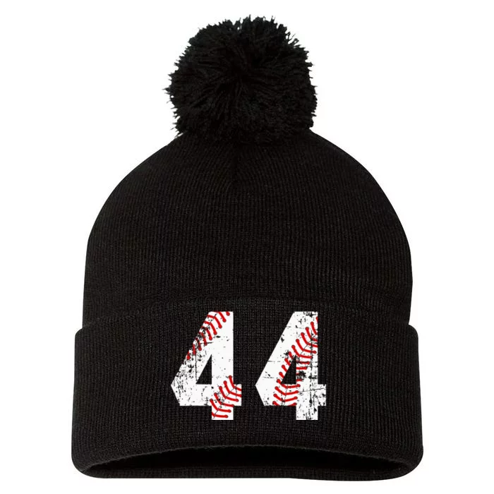 Vintage Baseball 44 Jersey Number Pom Pom 12in Knit Beanie