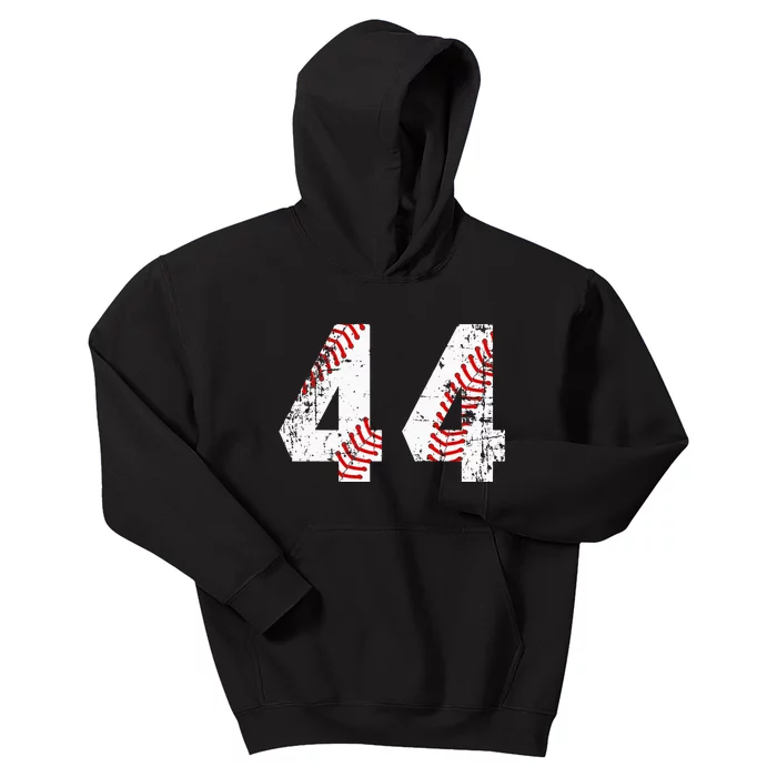 Vintage Baseball 44 Jersey Number Kids Hoodie