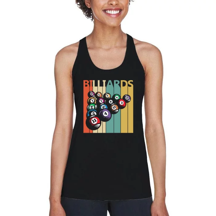 Vintage Billiards 8 Ball Pool Player Gift For Father's Day Women's Racerback Tank