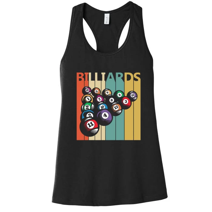 Vintage Billiards 8 Ball Pool Player Gift For Father's Day Women's Racerback Tank