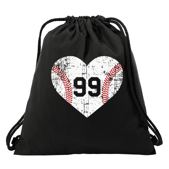 Vintage Baseball 99 Jersey Number Drawstring Bag