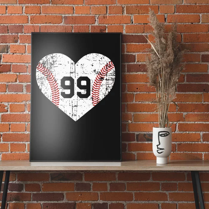 Vintage Baseball 99 Jersey Number Poster