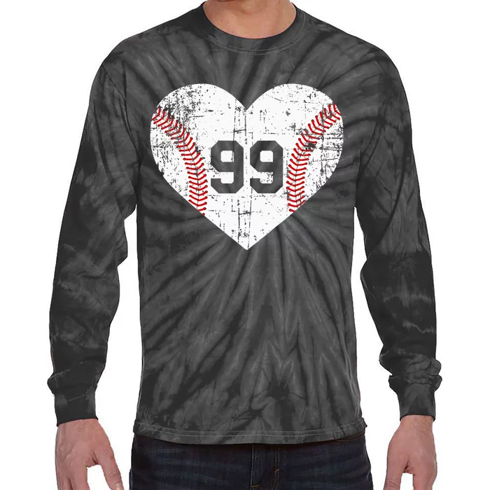 Vintage Baseball 99 Jersey Number Tie-Dye Long Sleeve Shirt