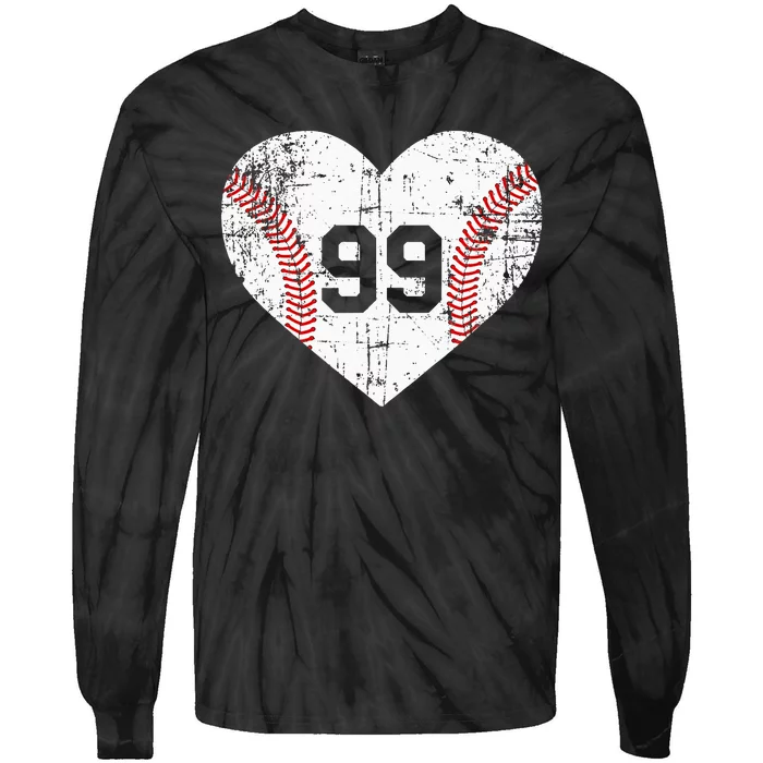 Vintage Baseball 99 Jersey Number Tie-Dye Long Sleeve Shirt