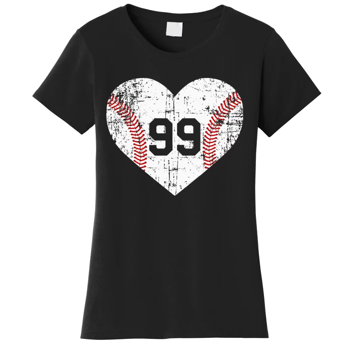 Vintage Baseball 99 Jersey Number Women's T-Shirt