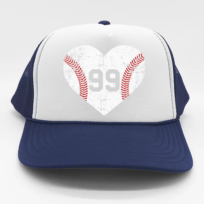 Vintage Baseball 99 Jersey Number Trucker Hat