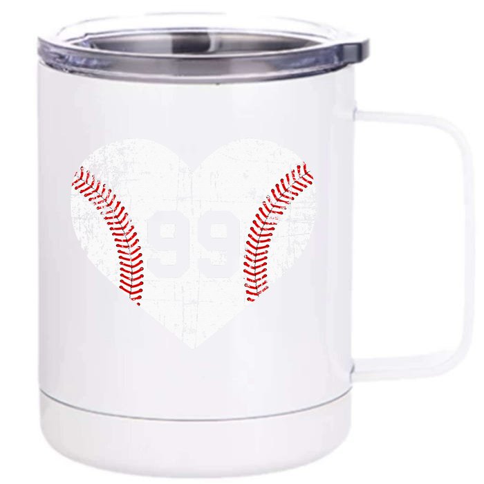 Vintage Baseball 99 Jersey Number Front & Back 12oz Stainless Steel Tumbler Cup