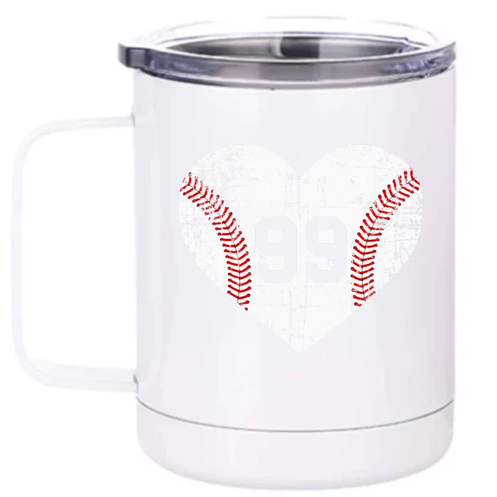 Vintage Baseball 99 Jersey Number Front & Back 12oz Stainless Steel Tumbler Cup