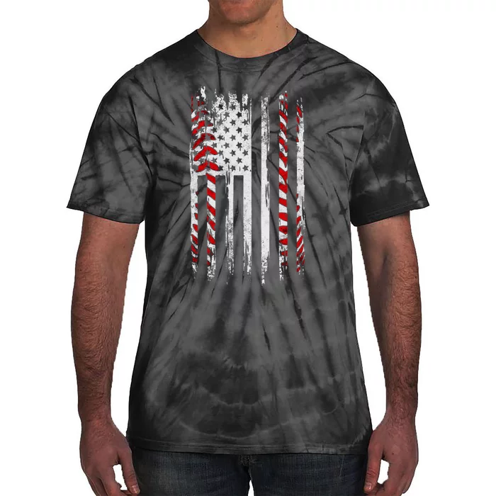 Vintage Baseball American Flag Tie-Dye T-Shirt