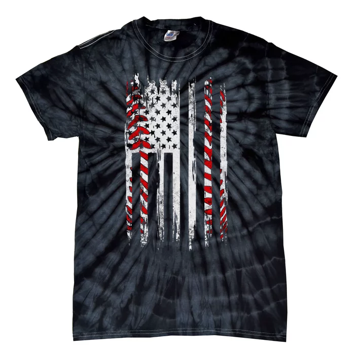 Vintage Baseball American Flag Tie-Dye T-Shirt