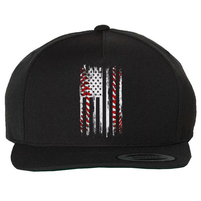 Vintage Baseball American Flag Wool Snapback Cap