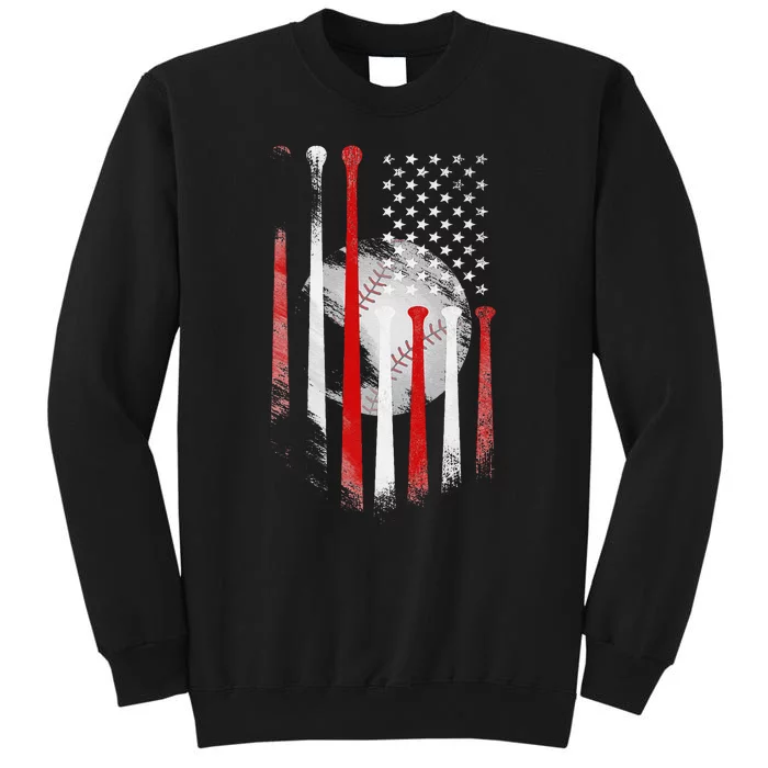 Vintage Baseball American Flag Classic Fit Black For Dad And Mom Sweatshirt