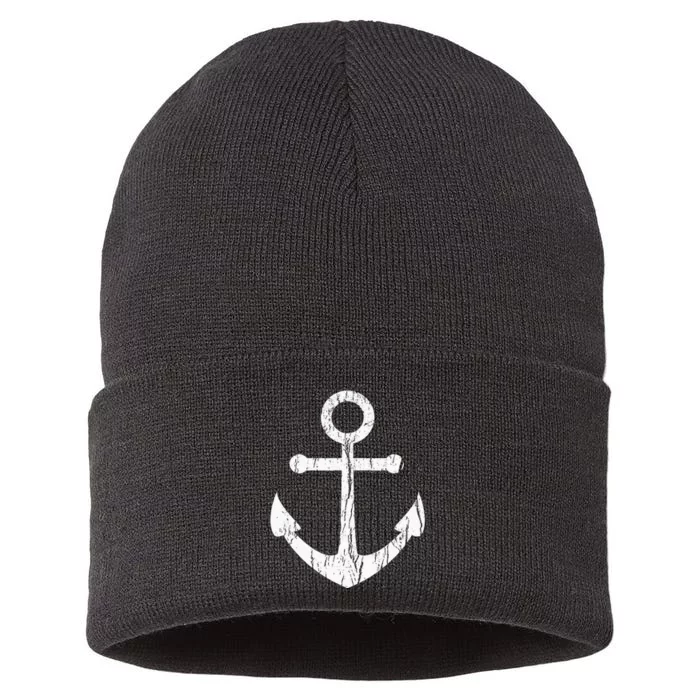 Vintage Boat Anchor Nautical Sailing Gift Sustainable Knit Beanie