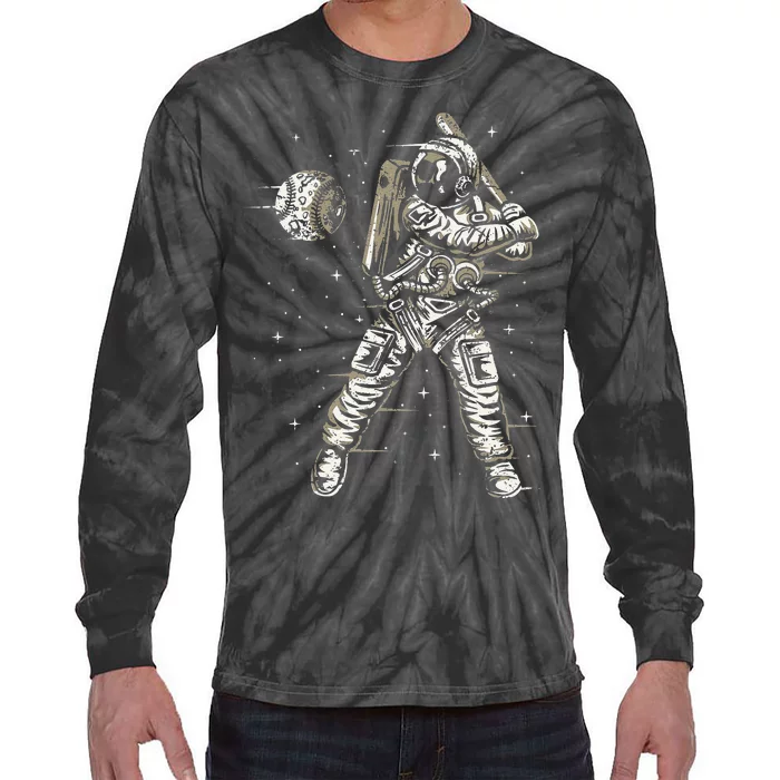 Vintage Baseball Astronaut  Space Baseball Tie-Dye Long Sleeve Shirt