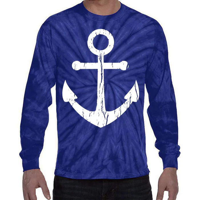 Vintage Boat Anchor Nautical Sailing Tie-Dye Long Sleeve Shirt